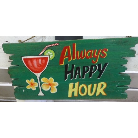 plaque décorative en bois happy hour