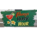 plaque décorative en bois happy hour