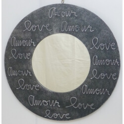 miroir LOVE rond noir