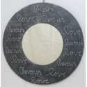 miroir LOVE rond noir