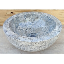 Vasque en marbre polie gris 30x30cm H.12cm