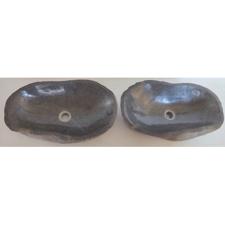 double vasque à poser en Pierre 57AC-56x33cm