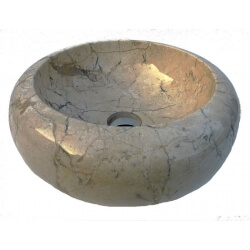 Vasque en marbre polie crème 40x40cm H.15cm mr24